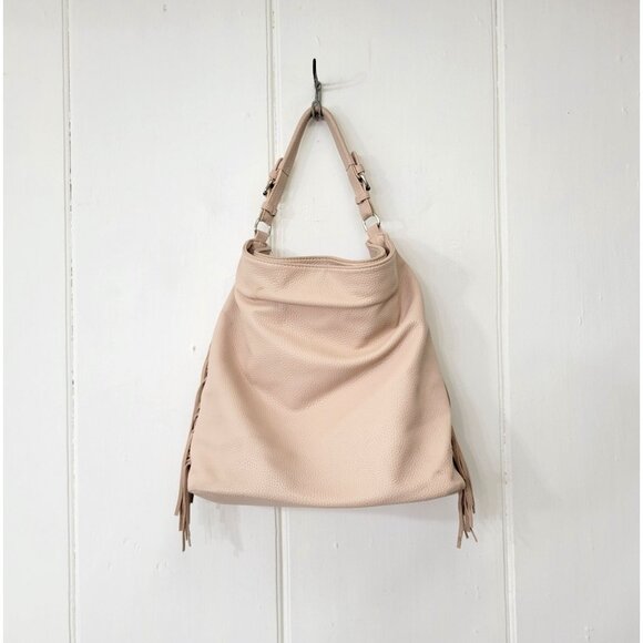 Expressions Pink Vegan Leather Boho Fringed Shoulder Bag - Picture 9 of 9